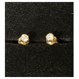 14K Yellow Gold Genuine Diamond Stud Earrings