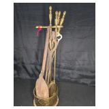 Brass Fireplace Tool Set With Stand