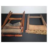 Wooden Folding Stools with Woven Seats