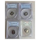 4 PCGS/ACG Roosevelt Dimes PR69DCAM Assorted