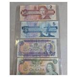Canada Banknotes $2 $5 $10 $20 Mixed Series