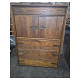 Wooden Chest With Drawers and Cabinet Section