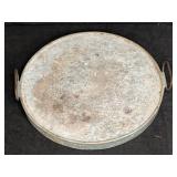 Round Concrete Tray with Metal Edge with Handles