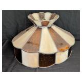 Stained Glass Pendant Lamp Shade, Brown and White
