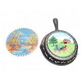 Hand Painted Saw Blade and Cast Iron Skillet Art