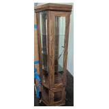 Oak Finish Glass Display Curio Cabinet With Shelfs