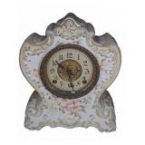 F. Kroeber Floral Porcelain Mantel Clock