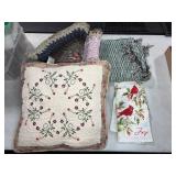 Decorative Pillow With Braided Rugs and Throw