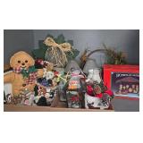 Holiday Decor Lot With Porcelain Nativity Set