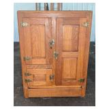 Antique Oak Icebox Refrigerator with Metal Liner