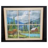 Janice Palmer Moose Cabin Scene On Window Glass