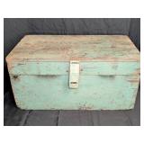 Antique Green Painted Wooden Storage Box