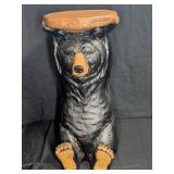 Bear Motif Faux Wood Carved Table - Resin