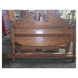 Queen Size Oak Wood Bed Frame with Turned Posts