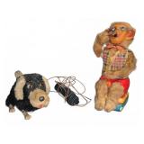 Japan Tin and Plush Wind-Up Dog and Monkey Toys