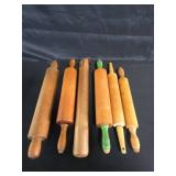 Six Assorted Wooden Rolling Pins