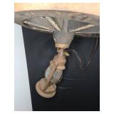 Rustic Wagon Wheel & Lantern Hanging Light Fixture