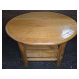 Oval Wood Side Table With Shelf