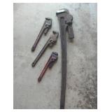 4 Ridgid Pipe Wrenches Assorted Sizes