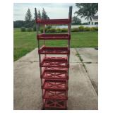 Eight-Tier Red Plastic Rolling Storage Rack