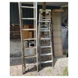 Three Wooden Ladders Outdoors