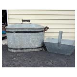 Galvanized Metal Wash Tub and Utility Basket