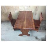 Wooden Children's Table With Two Chairs Set
