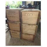 Six Wooden Crates Full of Green Glass Beer Bottles