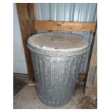 Galvanized Steel Trash Can With Grass Seed