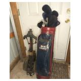 Bud Light Golf Bag With Clubs and Dunlop Pull Cart