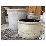 (1) Stoneware Crocks With One Wood Lid