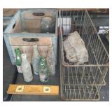 Needland's Dairy Wood Crate, Wire Basket, Bottles