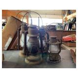 Four Metal Kerosene Lanterns