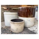 (3) Glazed Stoneware Crocks