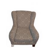 Upholstered Wingback Armchair Geometric Pattern