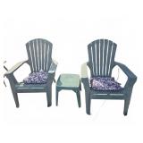 3-Piece Plastic Patio Set With Cushions