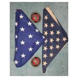 2 Cotton Flags with USMC Magnets