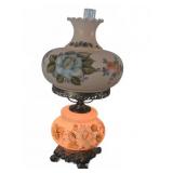 Hand-Painted Floral Glass Hurricane Lamp