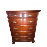 Wood Chest of Drawers with Brass Handles