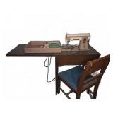 Singer 301A Sewing Machine With Cabinet & Notions