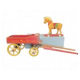 American Milk Company Wooden Toy Wagon and Horse