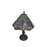 Stained Glass Dragonfly Table Lamp W/ Metal Base