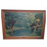 Alan Curtis Framed Landscape Print W/ Waterfall
