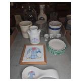 Kitchen Crocks, Jars, Dishes and Goose Decor Lot