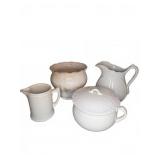 Ceramic Pitchers, Jardiniere, & Chamber Pot