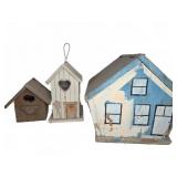 Three Decorative Wooden Birdhouses