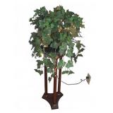 Faux Marble Top Wood Pedestal Plant Stand