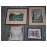 4 Framed Landscape Artworks Mixed