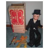 Ventriloquist Doll with Box & 2 Wooden Puppets