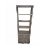 White Wicker Bookshelf With Cabinet Doors